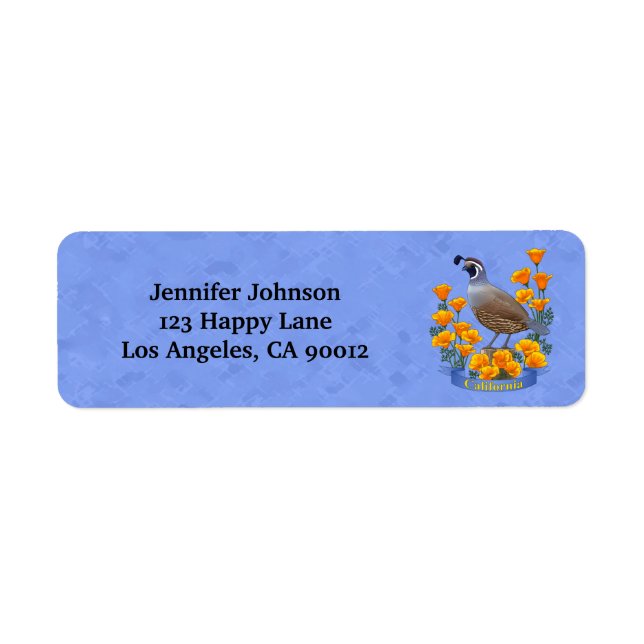 Étiquette Quail d'oiseaux de l'État de Californie et coqueli (Devant)