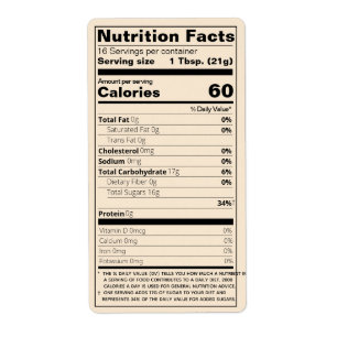 Étiquette Quart Honey Valeur nutritive Goldenrod Aliments