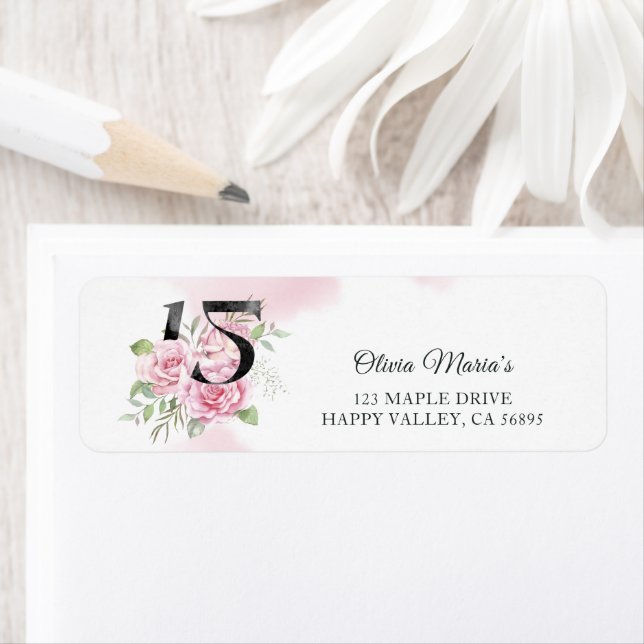 Étiquette Quinceanera 15e anniversaire Rustique Floral (En situation)