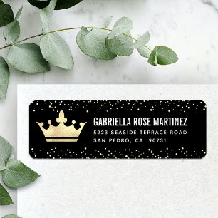 Étiquette Quinceañera Black Gold Parties scintillant Foil Ad