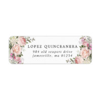 Quinceanera Florale Rose Blush Adresse de retour