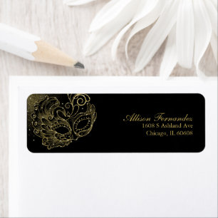 Étiquette Quinceanera Mascarade Paillettes Or Noir