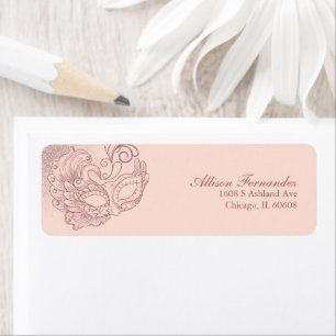 Étiquette Quinceanera Mascarade Rose Gold Pailleté Rose