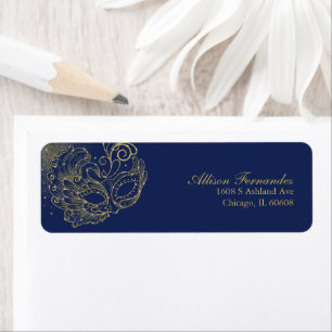 Étiquette Quinceanera Masquerade Gold Parties scintillant Bl