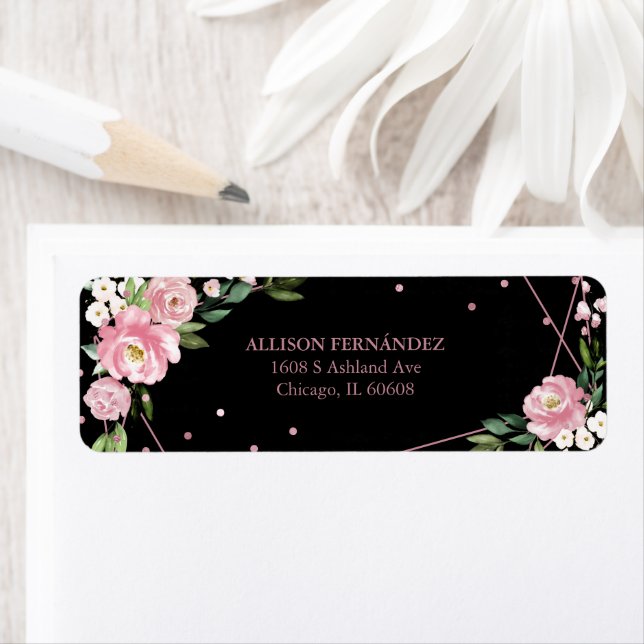 Étiquette Quinceanera rose noire (En situation)