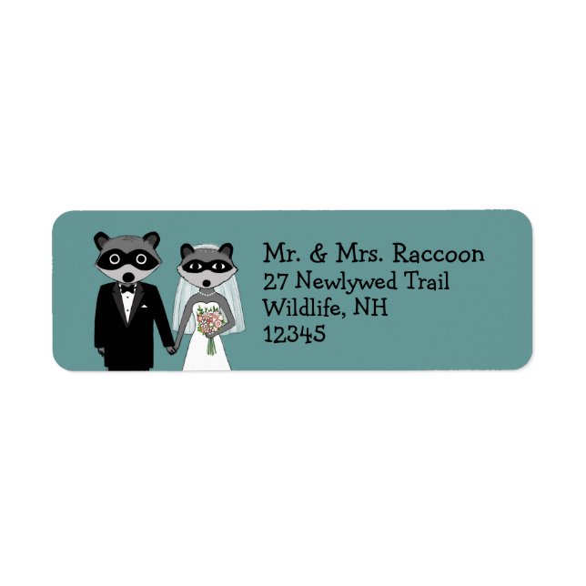 Étiquette Raccoons Mariage Couple - Mariée mignonne et chamb (Devant)