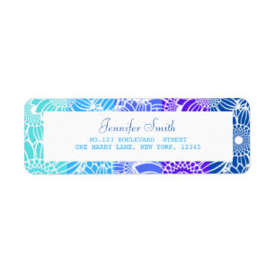 Étiquette Rainbow Blue Stripes Floral Anniversaire Adresse