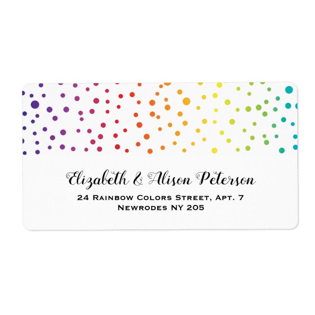 Étiquette Rainbow couleurs confetti gay lesbienne mariage (Devant)
