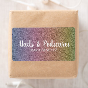 Étiquette Rainbow Faux Parties scintillant Motif Nail Hair B