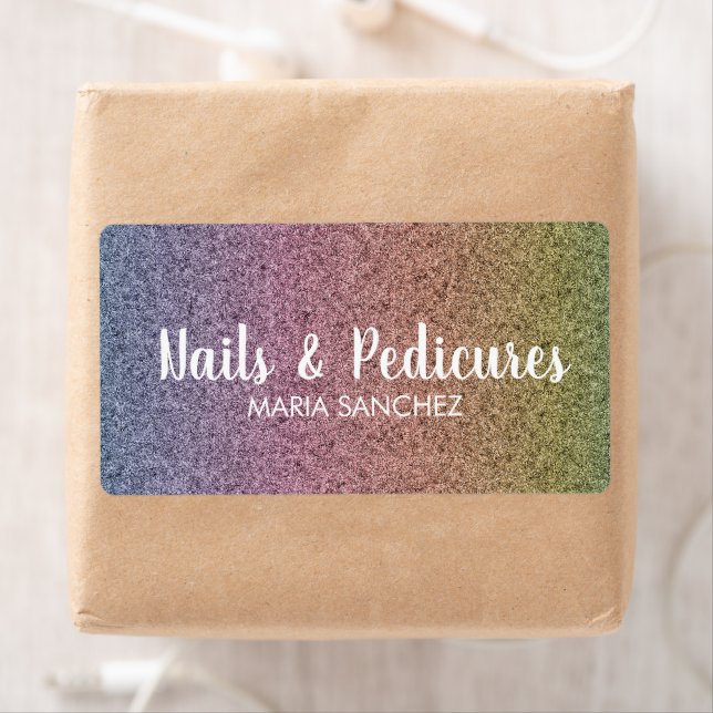 Étiquette Rainbow Faux Parties scintillant Motif Nail Hair B (En situation)
