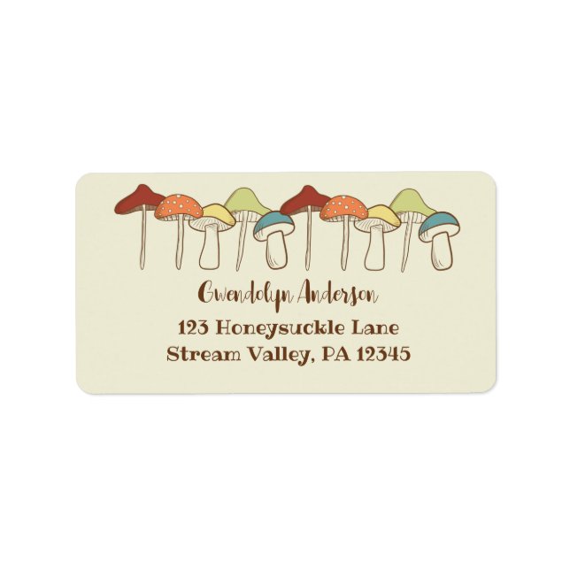 Étiquette Rainbow Mushrooms Toadstool Adresse de retour (Devant)