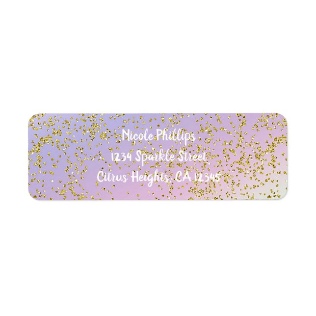 Étiquette Rainbow Pastel Gold Parties scintillant Imaginaire (Devant)