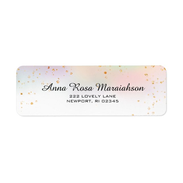 Étiquette *~* Rainbow Pastel Gold Parties scintillant Unicor (Devant)