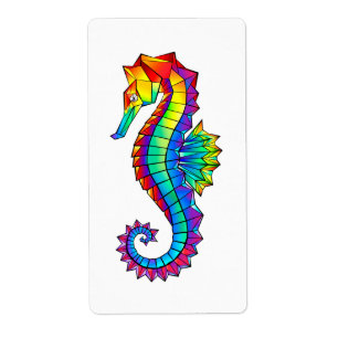 Étiquette Rainbow Polygonal Seahorse