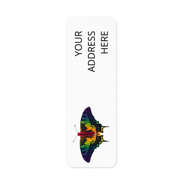 Étiquette Rainbow Pride Flag Swallowtail Butterfly (Devant)