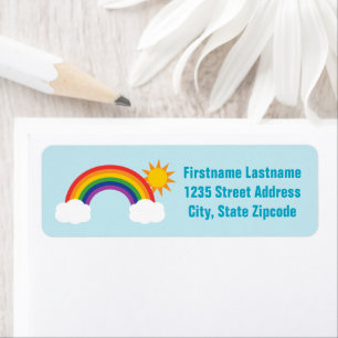 Étiquette Rainbow Sky Light Blue Return Adresse