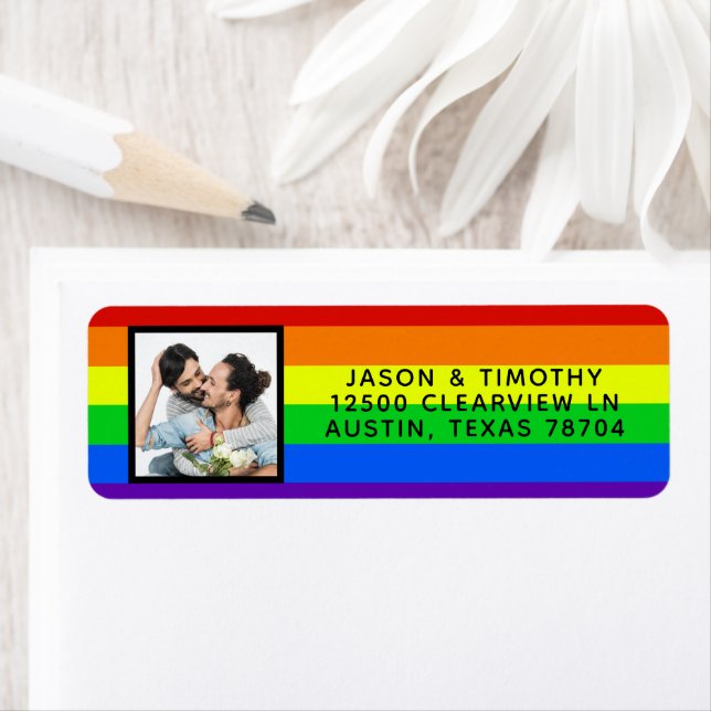 Étiquette Rainbow Stried Photo Mariage Gay pride LGBTQ (En situation)
