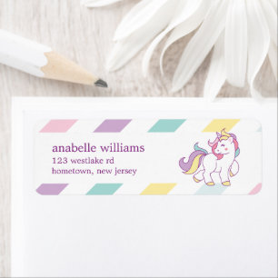 Étiquette Rainbow Unicorn Girls Birthday Party