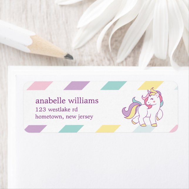 Étiquette Rainbow Unicorn Girls Birthday Party (En situation)