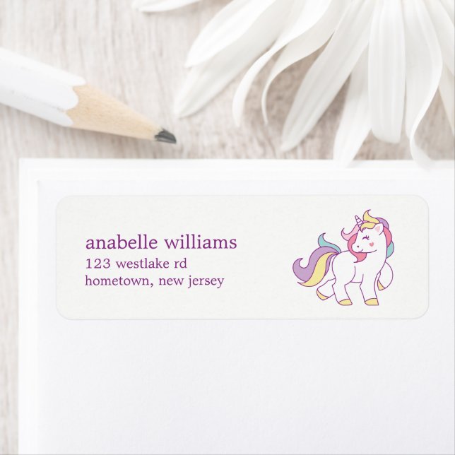 Étiquette Rainbow Unicorn Girls Birthday Party (En situation)