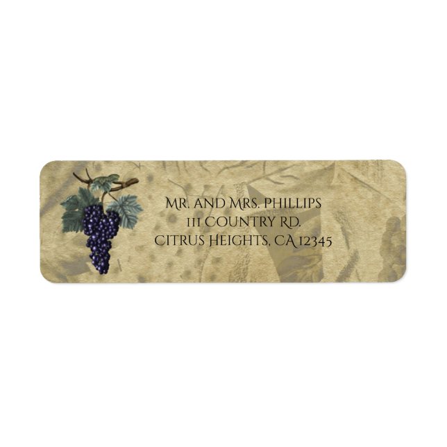 Étiquette Raisins pourpres Vintage rustique (Devant)