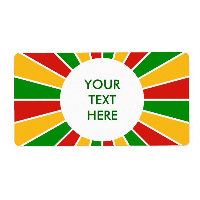Étiquette RASTAFARI FLAG BOUTON RAYS + votre signe ou votre  (Devant)