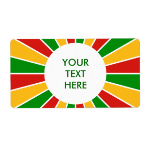 Étiquette RASTAFARI FLAG BUTTON RAYS + your sign or text