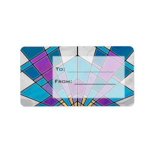 Étiquette Rayon en verre de teint bleu et violet