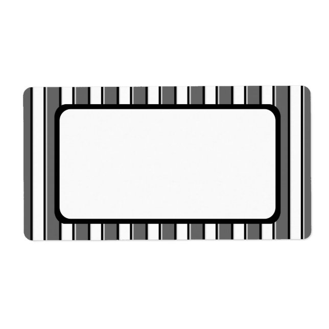 Étiquette Rayures grises et noires sur le blanc (Devant)