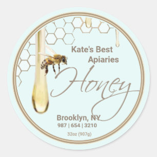 Étiquette réaliste Bee Honeycomb Miel