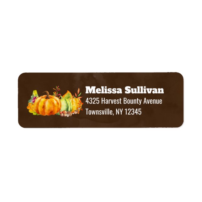 Étiquette Récolte de Citrouilles, de Feuilles et de légumes (Devant)