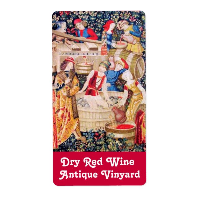 ÉTIQUETTE RÉCOLTE DE VIGNOBLES ET BARREAUX DE VIN ROUGE (Devant)