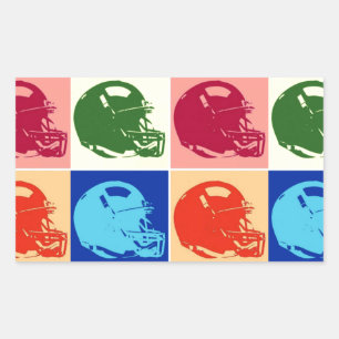 Étiquette Rectangle du casque de football Pop Art