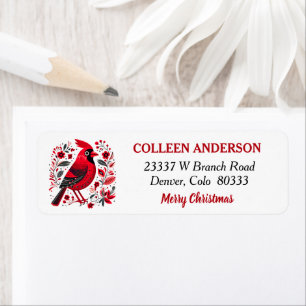 Étiquette Red Bird Nordic Motif Christmas Return Adresse
