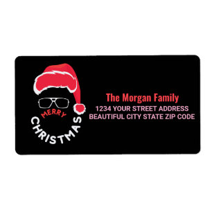 Étiquette Red Black Christmas Holiday Party Return Adresse