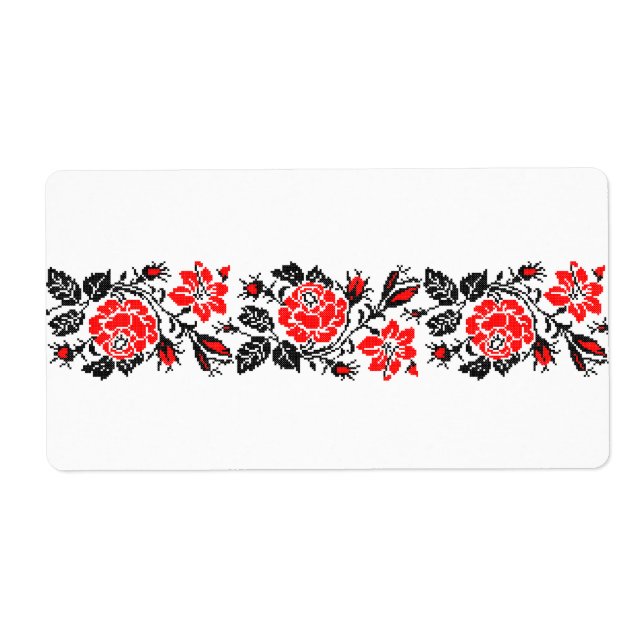 Étiquette Red & Black Rose cross-stitch Russian Pattern (Devant)