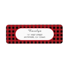 Étiquette Red Buffalo Plaid Holiday Adresse de retour Label