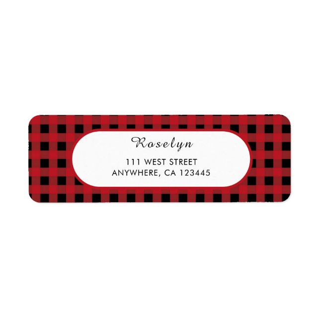 Étiquette Red Buffalo Plaid Holiday Adresse de retour Label (Devant)