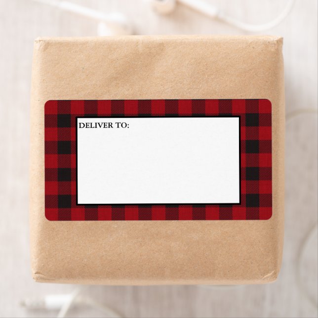 Étiquette Red Buffalo Plaid Mailing (En situation)
