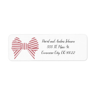Étiquette Red Christmas Bow Return Address Label