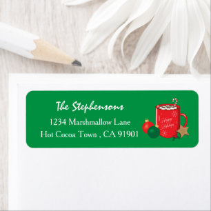 Étiquette Red Cocoa Mug Green Holiday Return Address Labels