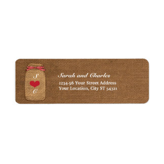 Étiquette Red En vichy & Burlap Mason Jar Adresse de retour