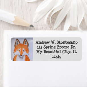 Étiquette Red Fox Grey Faune Animal Art Personnaliser