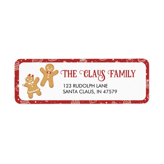 Étiquette Red Gingerbread Cookie Holiday Adresse Retourner (Devant)