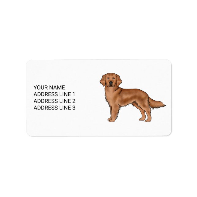Étiquette Red Golden Retriever mignon chien avec texte perso (Devant)