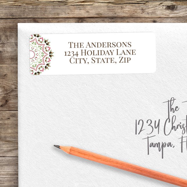 Étiquette Red Green Christmas Return Adresse personnalisée (Simple contemporary return address labels. )