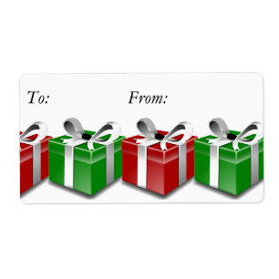 Étiquette Red Green présente Bows Christmas Cadeau Tag Étiqu