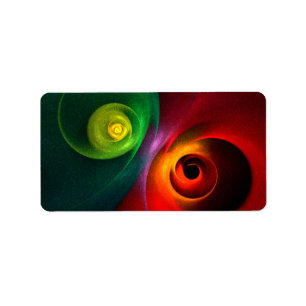 Étiquette Red Green Yin Yang Moderne Motif d'art Abstrait #2