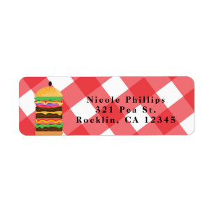Étiquette Red Hamburger Summer Cookout Barbecue Invitation
