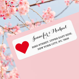 Étiquette Red Heart Custom Mariage élégant Valentines Day
